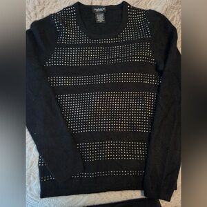 Black Crewneck Sweater with Knitted Texture